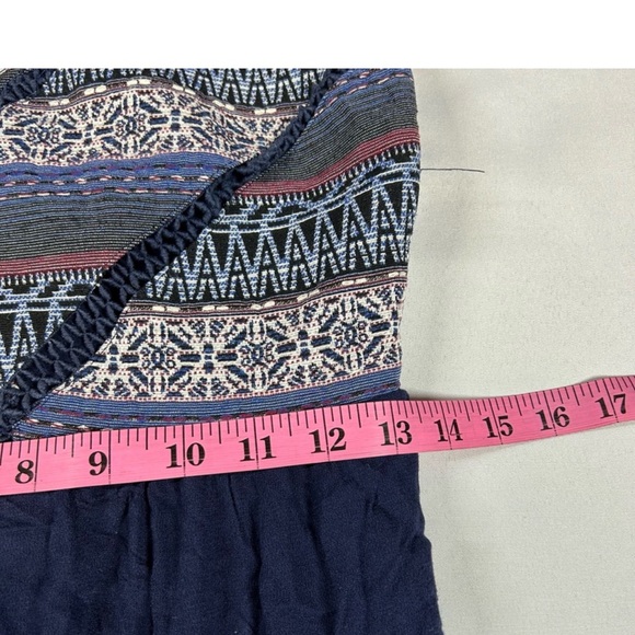 Lulus Playa Ciudad Navy Blue Print Maxi Dress Embroidered size S - Picture 4 of 5